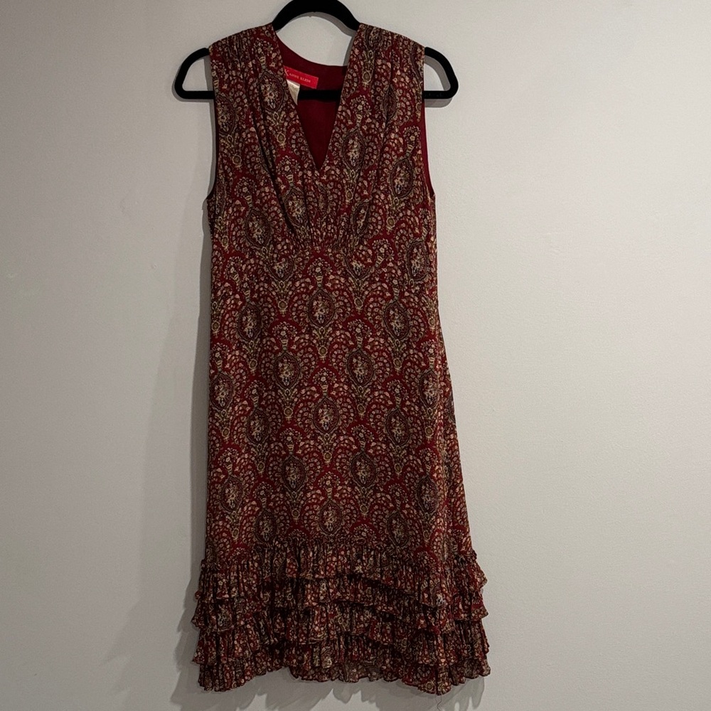 Anne Klein Burgundy Patterned Dress